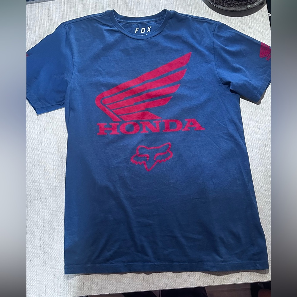 Fox Blue T-Shirt with Red Accents